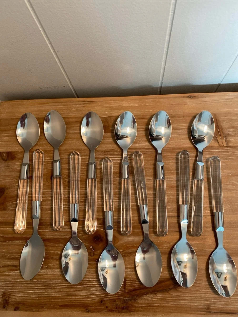 Cook’s Club Taiwan Vtg MCM Faceted Acrylic Flatware Service For 12 & Serving Set